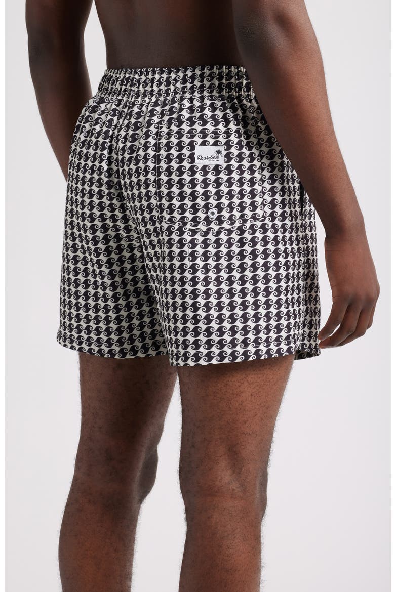Printed Swim Trunks, Alternate, color, BLACK/ CREAM