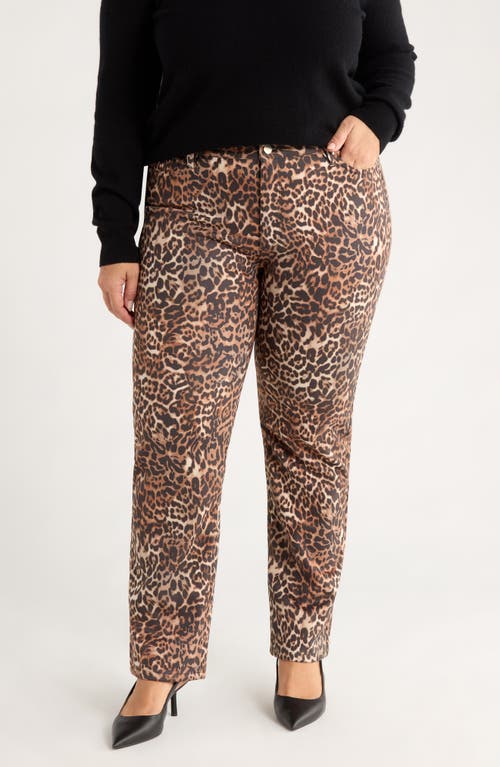 Jones New York Plus Size Printed Lexington Straight-leg Pants In Brown