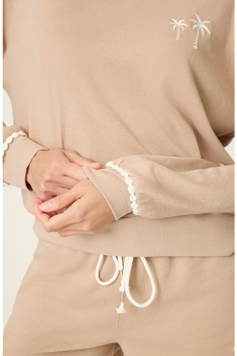 Palms Away Sweatshirt, Alternate, color, WARM TAUPE
