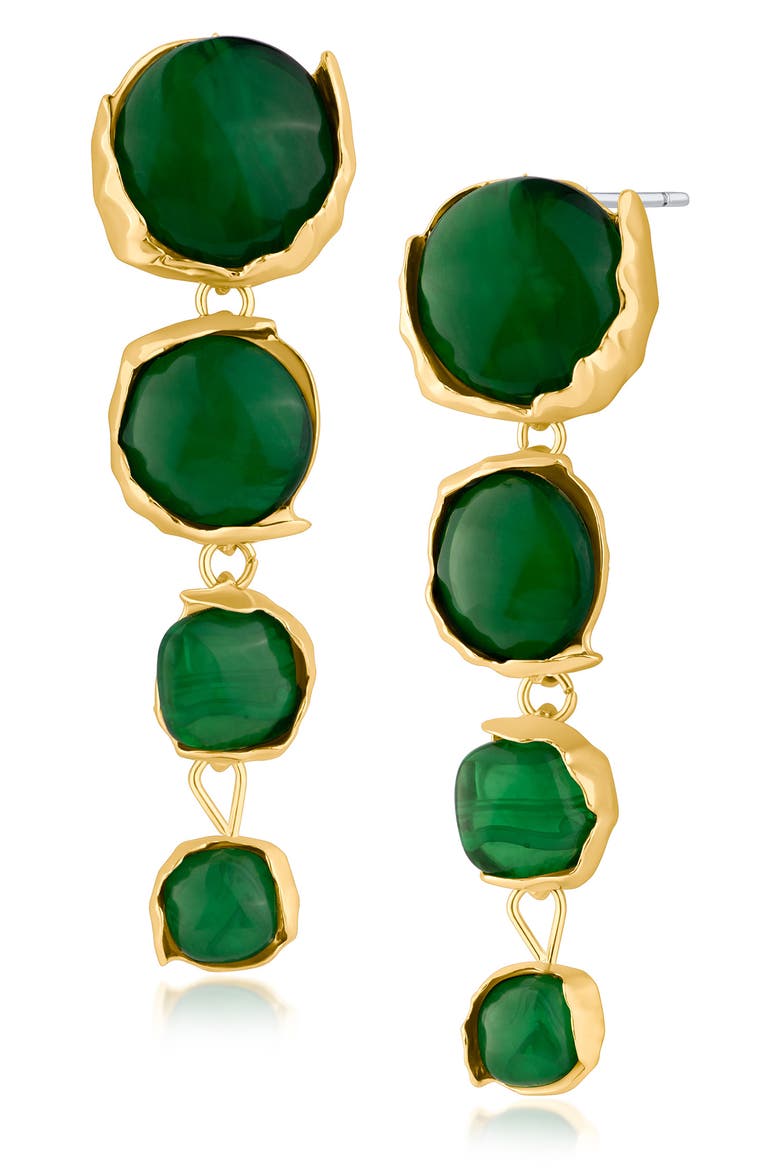 Graduated Sculpted Circle Linear Drop Earrings (Nordstrom Exclusive), Main, color, GREEN/ GOLD