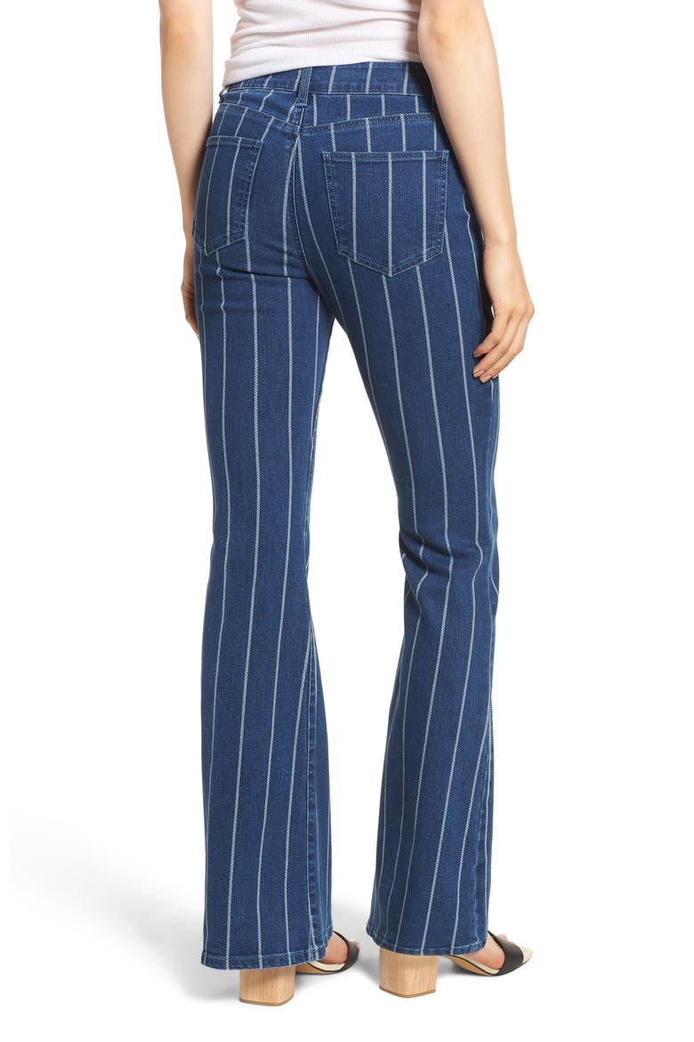 Stripe High Waist Flare Jeans, Alternate, color, MEDIUM WASH