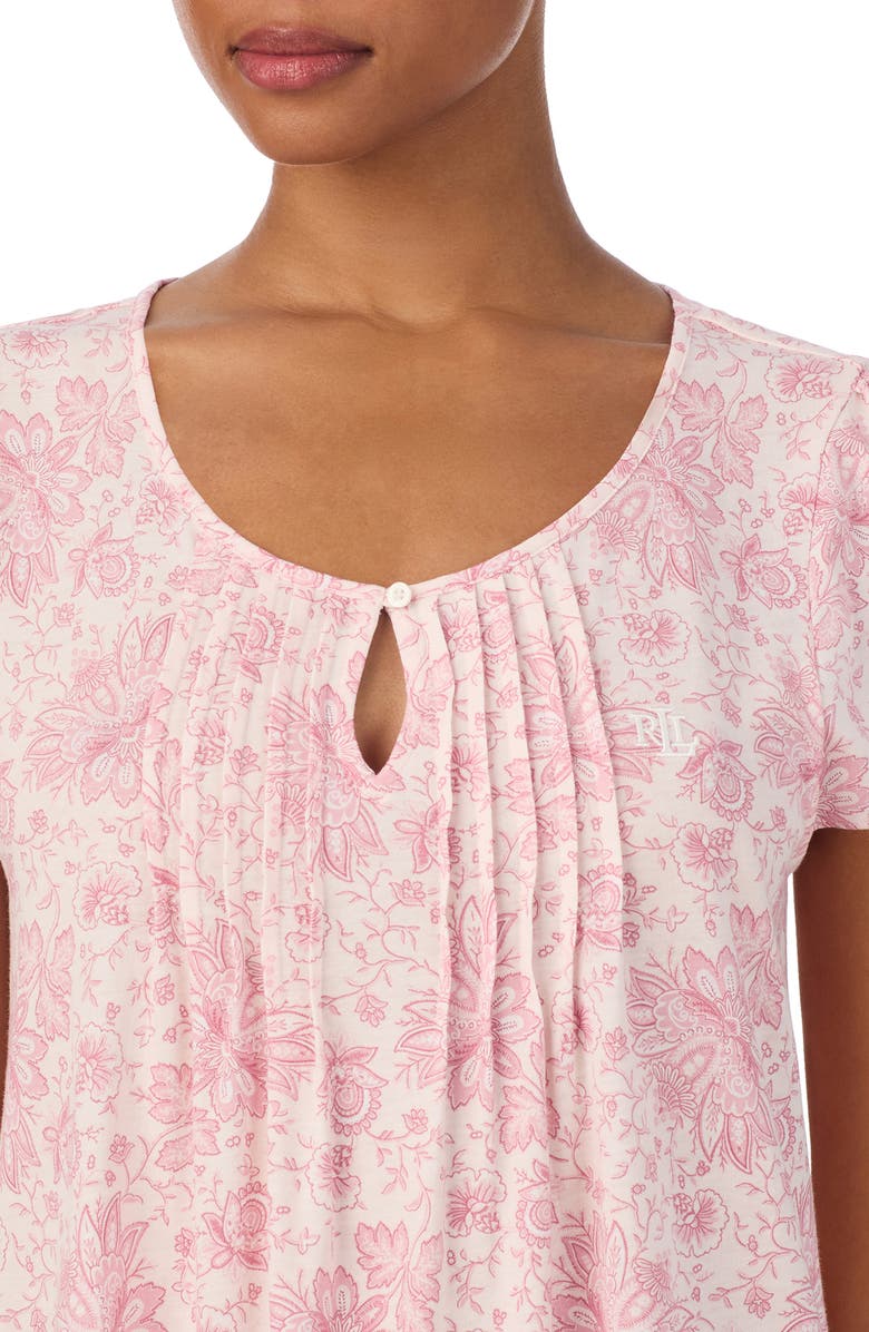 Lauren Ralph Lauren Print Short Sleeve Nightgown, Alternate, color, Pink Floral