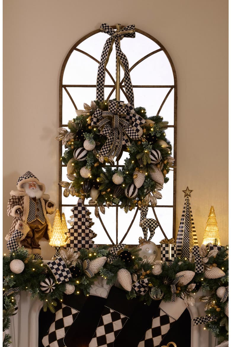 Courtly Checks Illuminated 26-Inch Wreath, Alternate, color, COURTLY