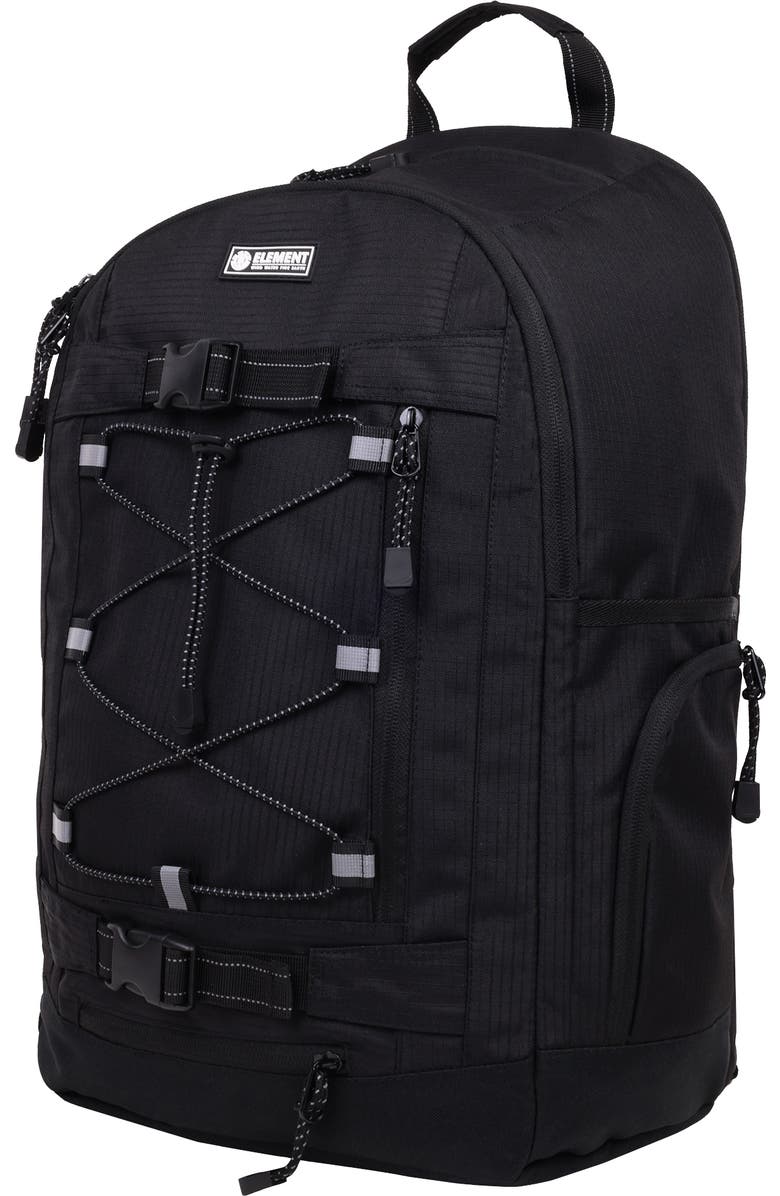 Element Ripstop Backpack- Durable Outdoor and School Bag with Skate Straps and Multiple Compartments, Alternate, color, Black
