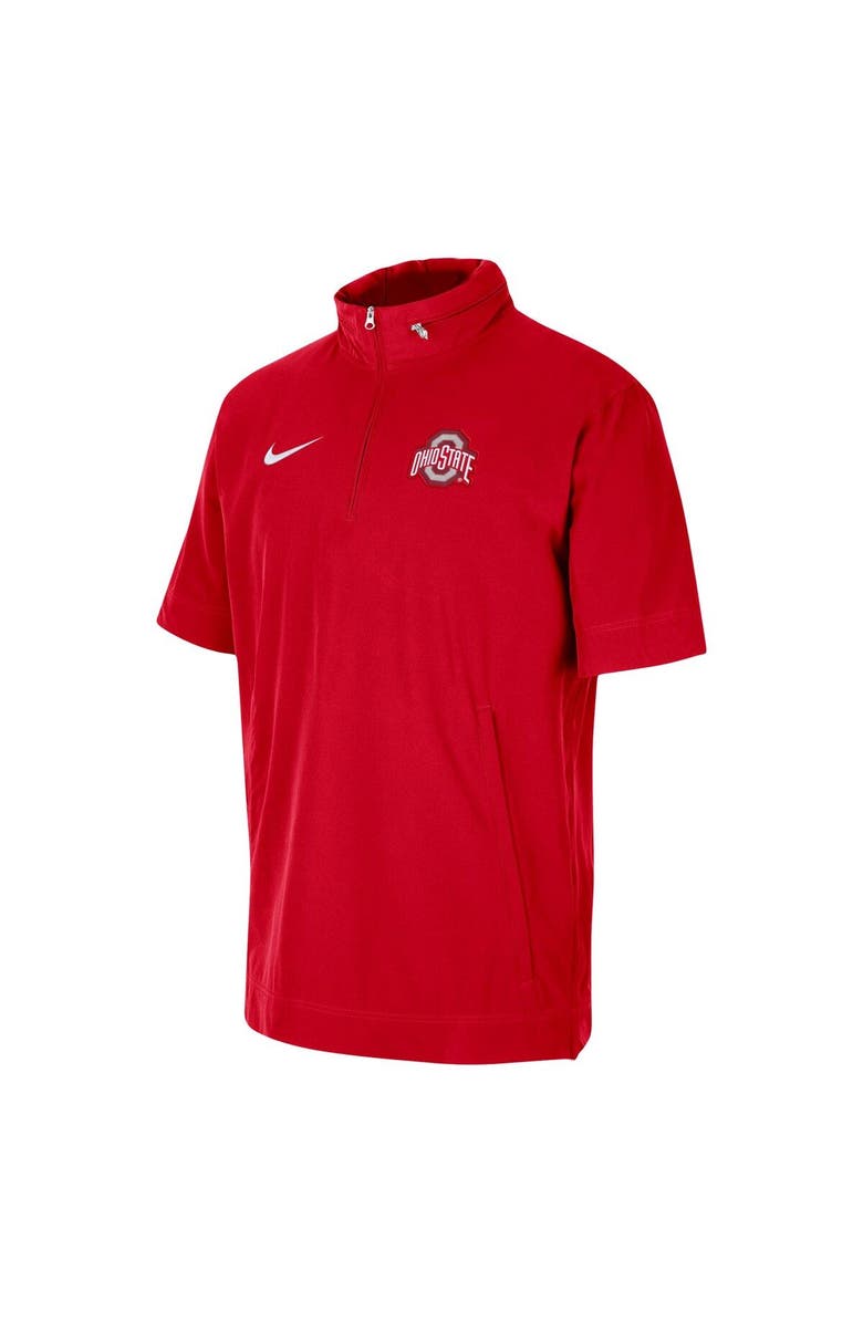 Nike Men's Nike Scarlet Ohio State Buckeyes Coaches Half-Zip Short Sleeve Jacket, Alternate, color, Scarlet