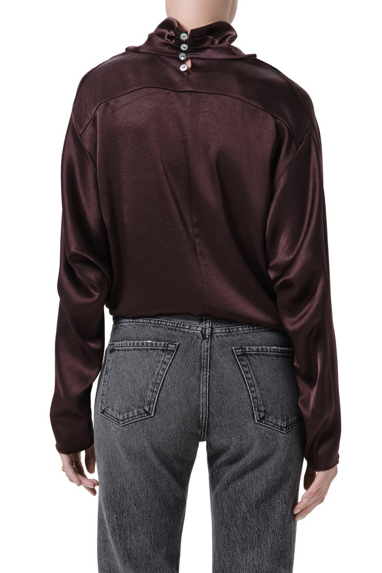 Ilaria Draped Mock Neck Top, Alternate, color, ESPRESSO DARK BROWN