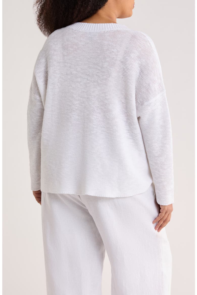 Organic Linen & Organic Cotton V-Neck Sweater, Alternate, color, WHITE