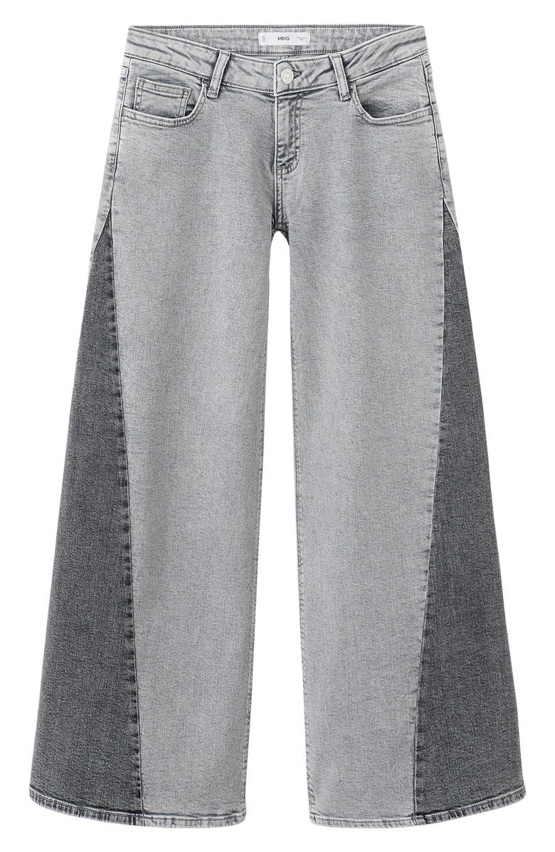 MANGO TEEN Two-Tone Low Rise Wide Leg Jeans, Alternate, color, Denim Grey
