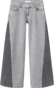 MANGO TEEN Two-Tone Low Rise Wide Leg Jeans