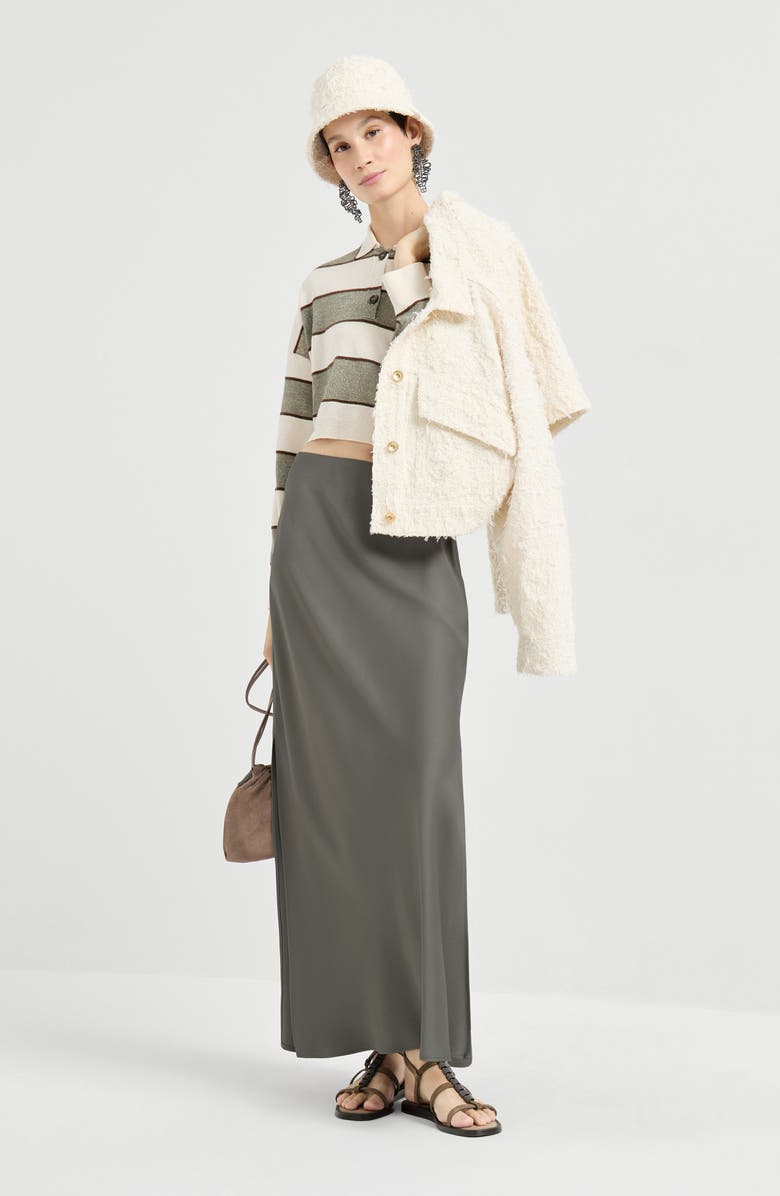Brunello Cucinelli Fluid Bias-Cut skirt, Alternate, color, Olive