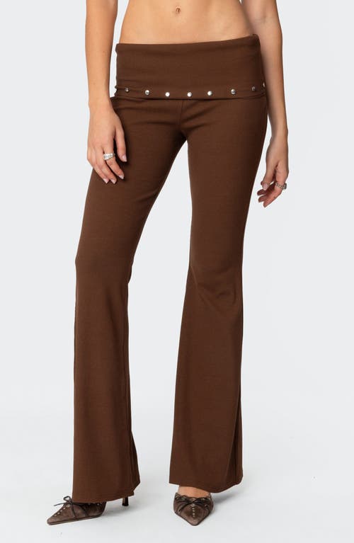 EDIKTED EDIKTED ARIES FOLDOVER STUDDED WAIST FLARE LEGGINGS