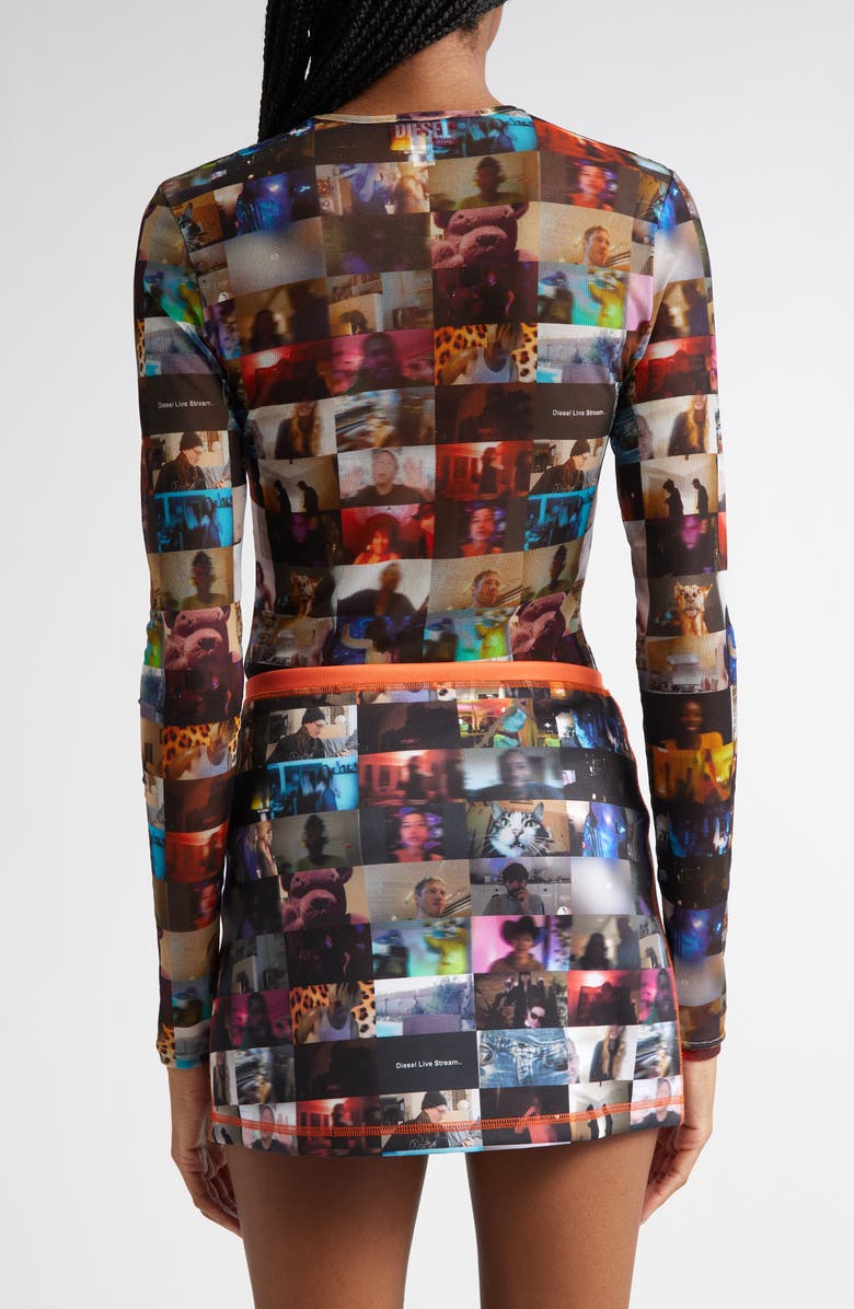 DIESEL<sup>®</sup> T-Lixy Video Call Print Long Sleeve Mesh Top, Alternate, color,
