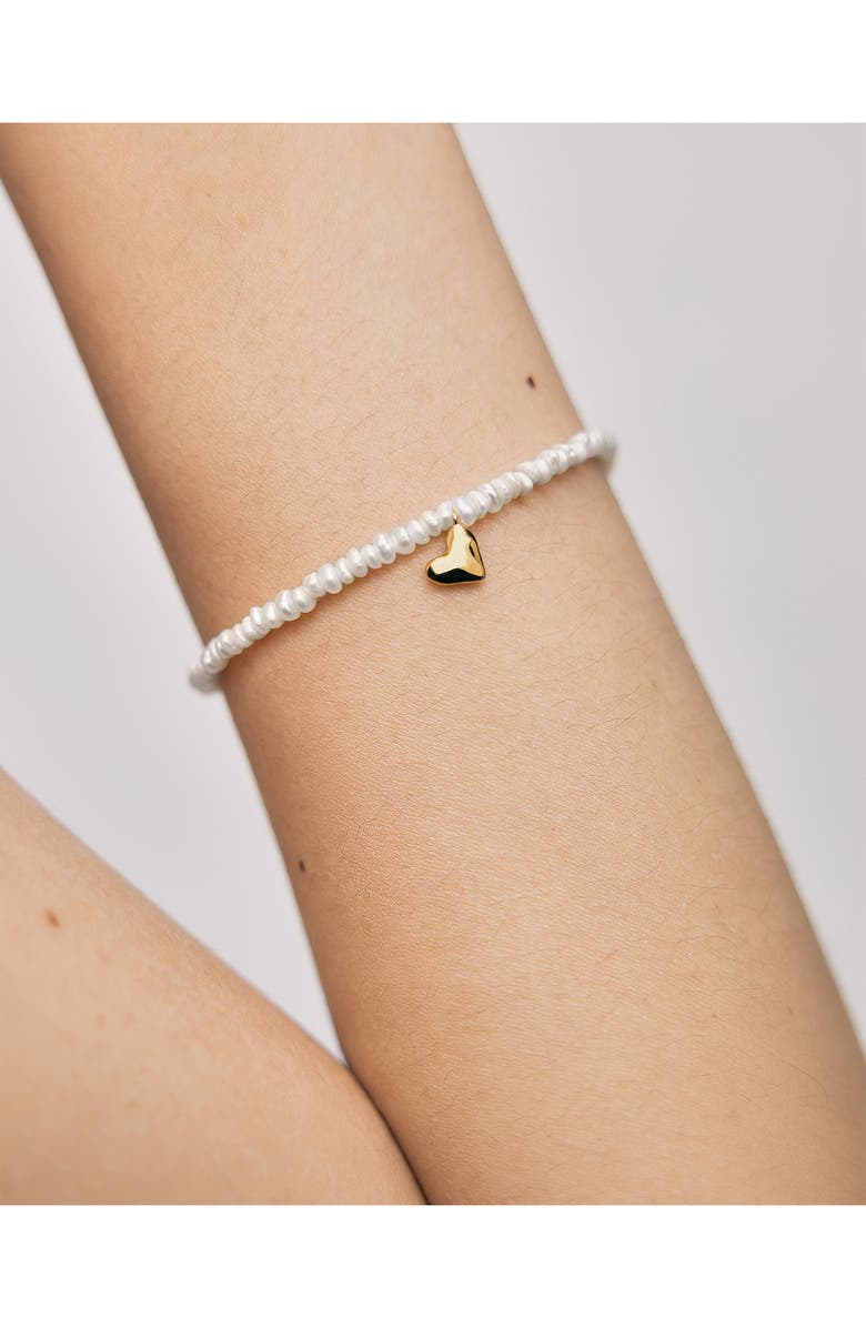 Monica Vinader Mini Heart Freshwater Pearl Bracelet, Alternate, color, 18Ct Gold Vermeil / Pearl