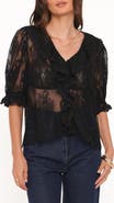 Petal & Pup Adhanna Floral Cotton Blend Lace Top