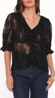 Petal & Pup Adhanna Floral Cotton Blend Lace Top