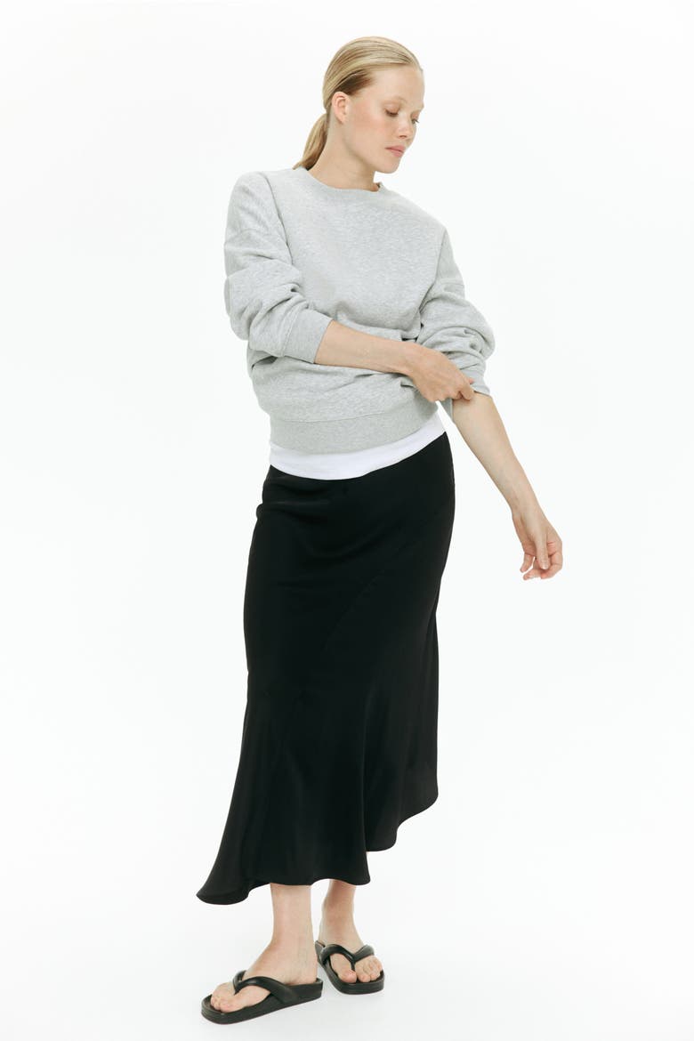 Mama Asymmetric Satin Skirt, Main, color, Black