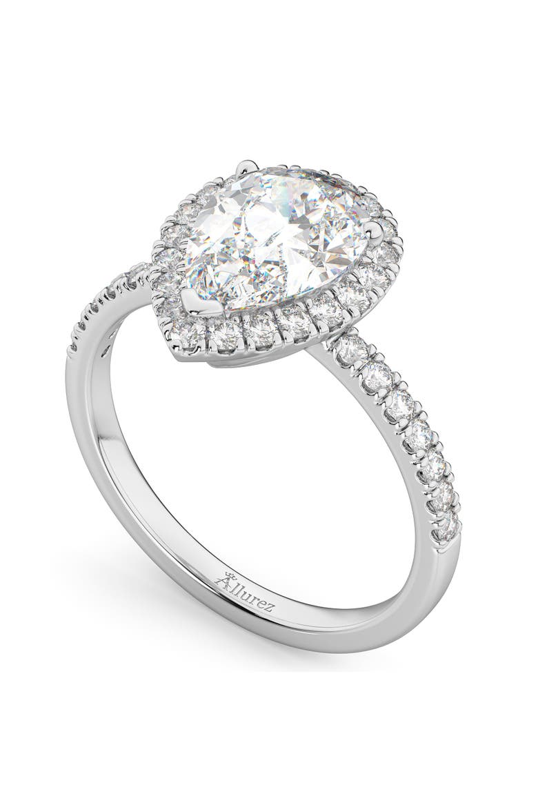 Pear Cut Halo Diamond Engagement Ring 14K, Alternate, color, 2.51ct/White Gold