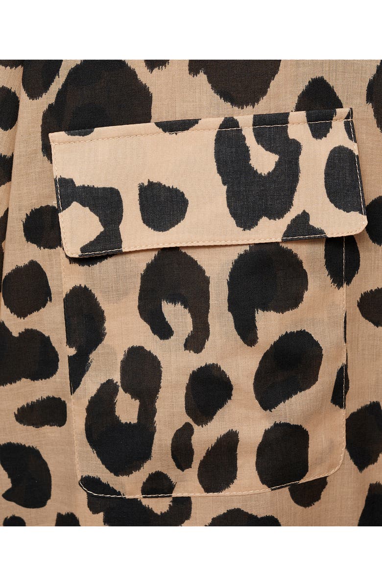 MANGO Animal Print Cotton Button-Up Shirt, Alternate, color, Ecru