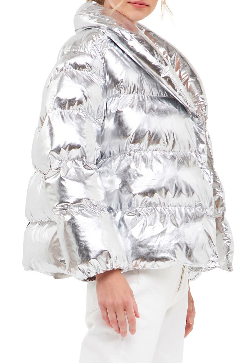 Belted Puffer Jacket, Alternate, color, METALLIC
