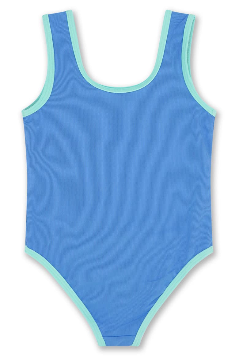 Kids' Wave Break UPF 50+ One-Piece Swimsuit, Alternate, color, BLUE JAY