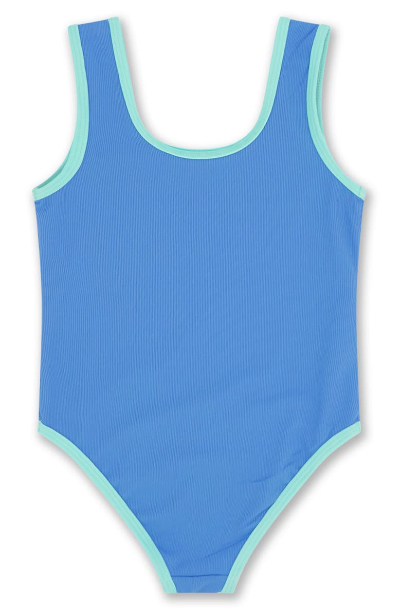 Feather 4 Arrow Kids' Wave Break UPF 50+ One-Piece Swimsuit, Alternate, color, Blue Jay