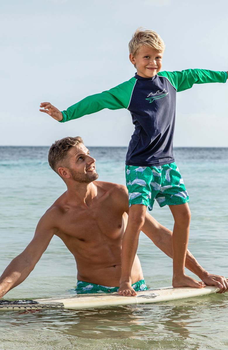 Snapper Rock Kids' Wave Long Sleeve Rashguard, Alternate, color, Blue