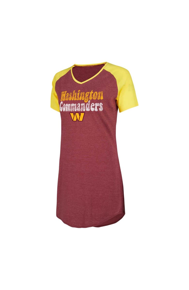 CONCEPTS SPORT Women's Concepts Sport Burgundy/Gold Washington Commanders Raglan V-Neck Nightshirt, Main, color, 