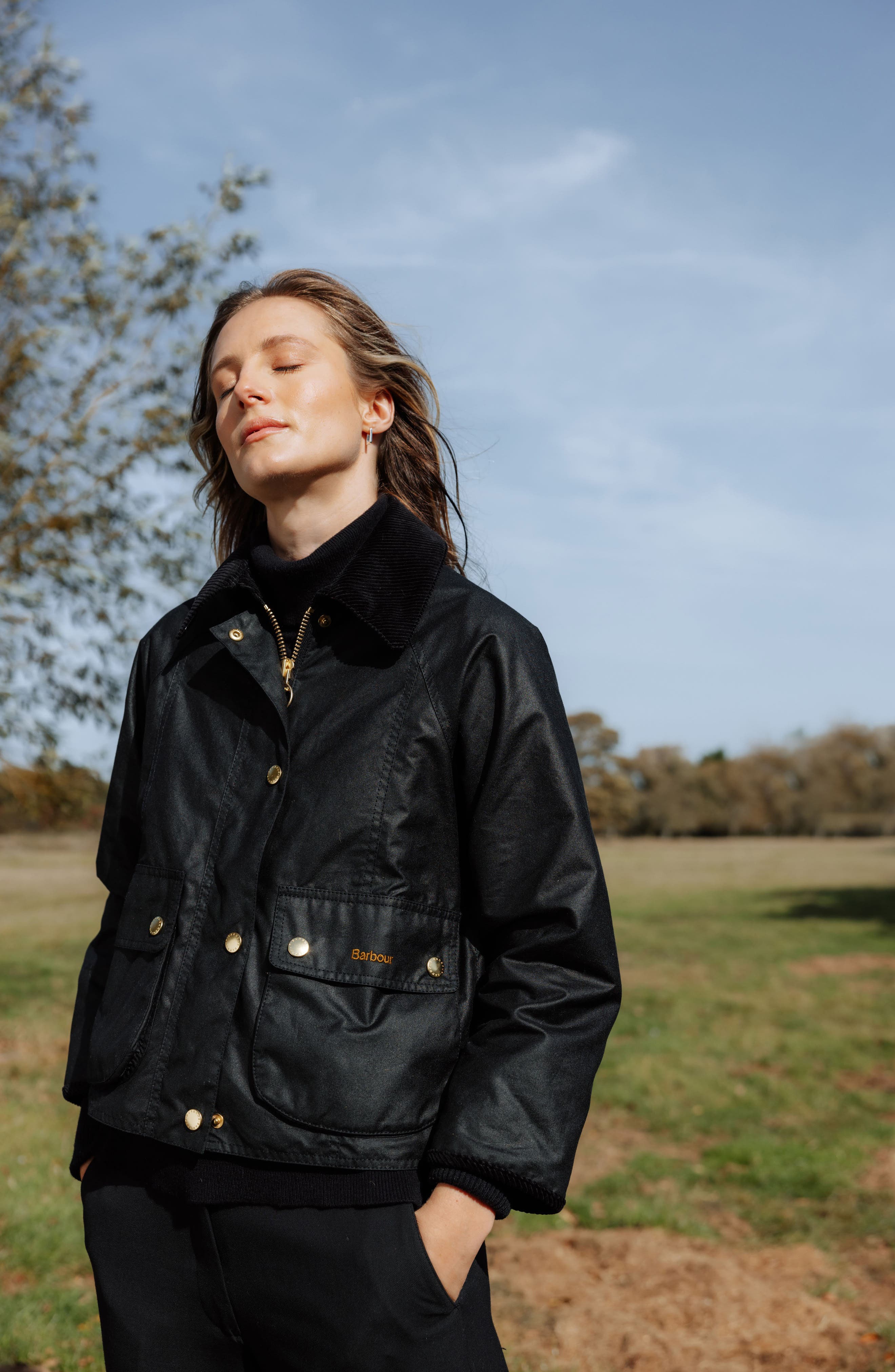 Beadnell Crop Waxed Cotton Jacket (Women) | Nordstrom