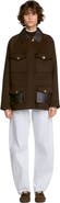 SANDRO Double-faced coat, leather collar