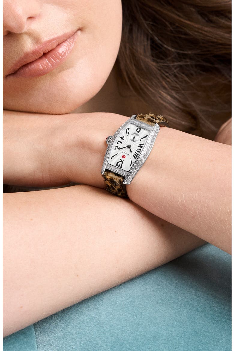 Special Edition Diamond Coquette Genuine Calf Hair Strap Watch, 23mm x 34mm, Alternate, color, MULTI