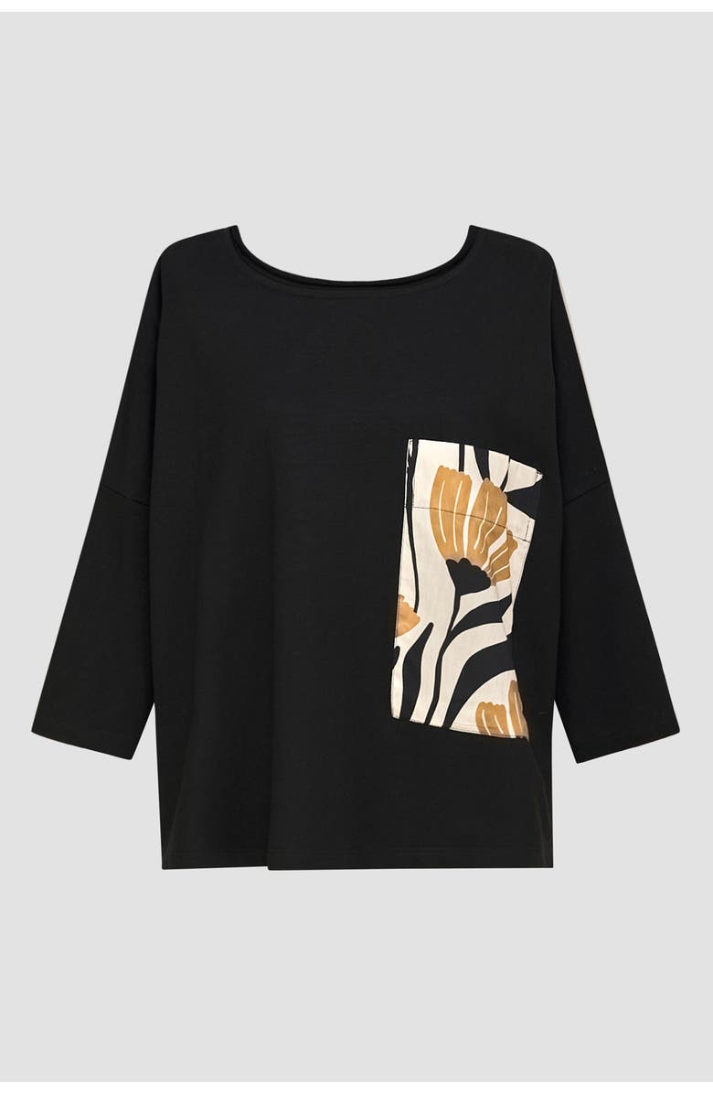Alembika Boxy tee with contrast tulip print patch pocket, Alternate, color,