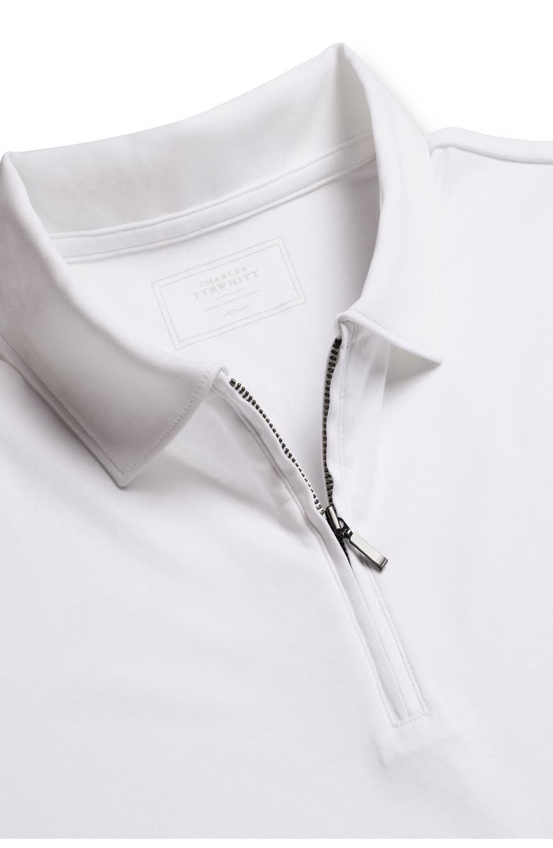 Charles Tyrwhitt Plain Short Sleeve Zip Jersey Polo, Alternate, color, White