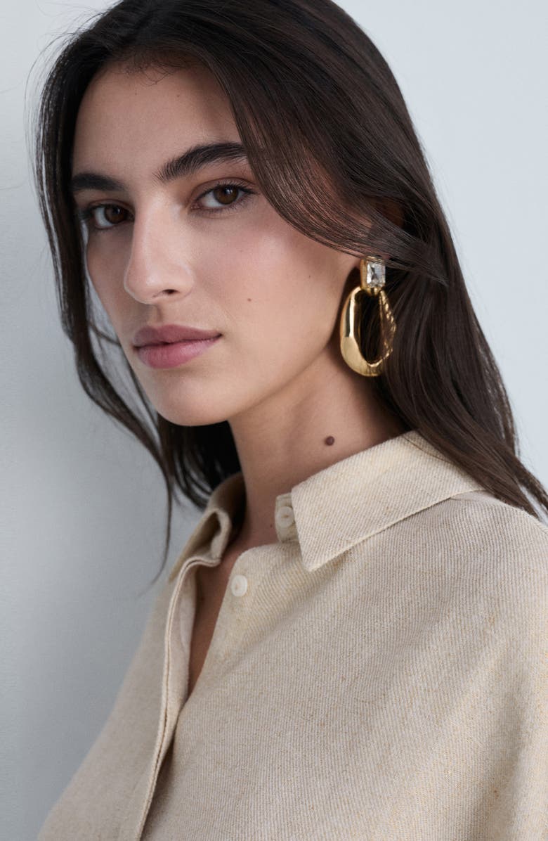 MANGO Drop Shoulder Button-Up Shirt, Alternate, color, 