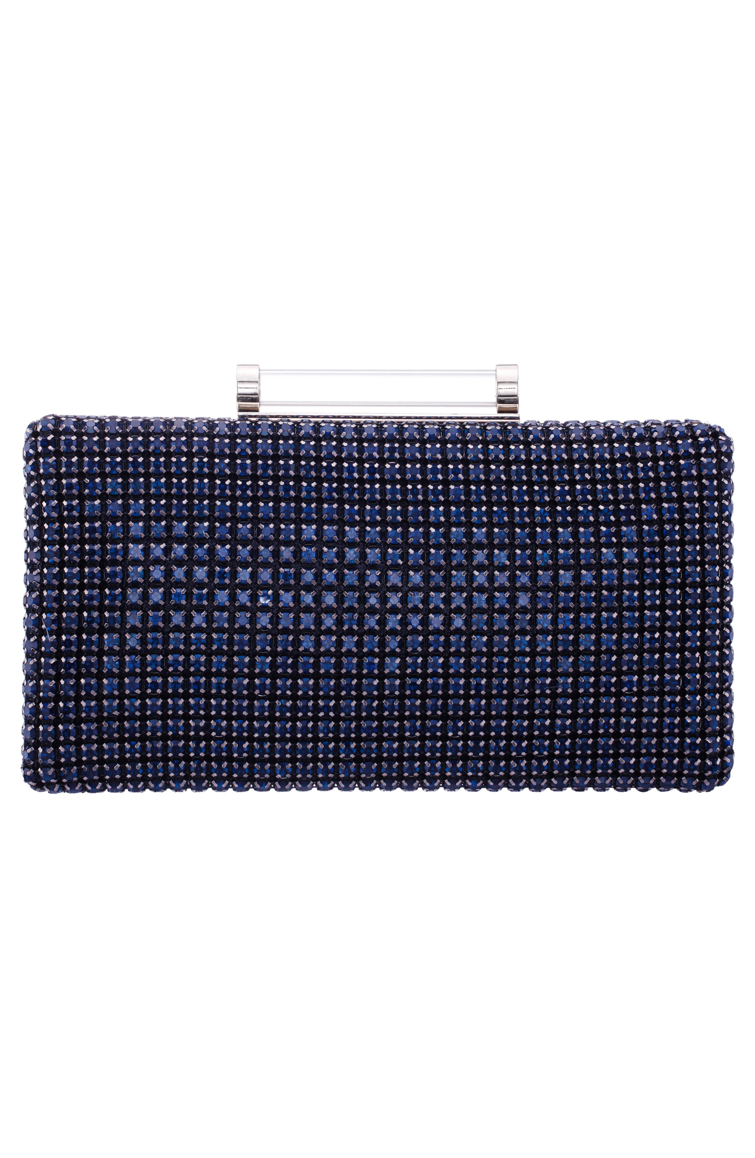 Gracious Crystal Clutch, Alternate, color, NAVY
