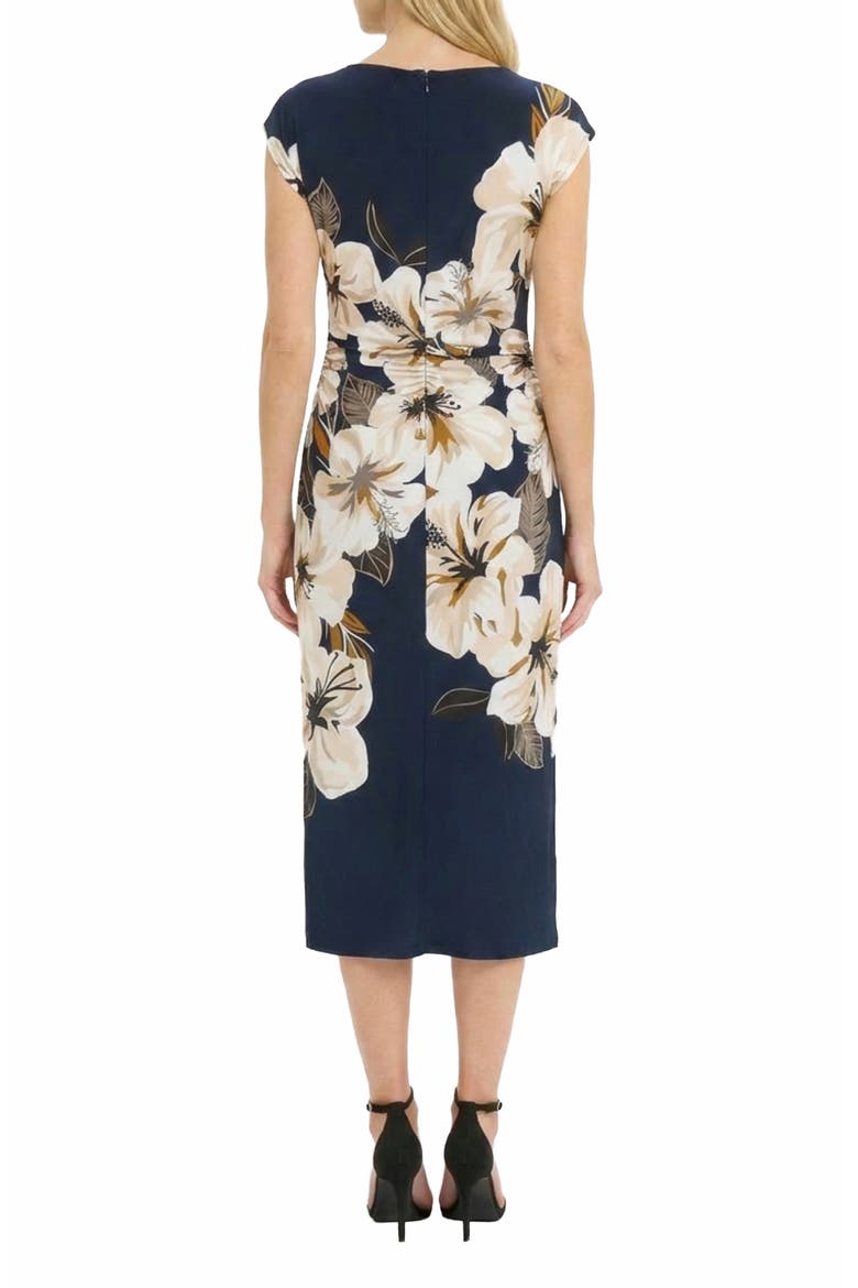 Placed Floral Cowl Neck Dress, Alternate, color, DEEP INDIGO/ IVORY