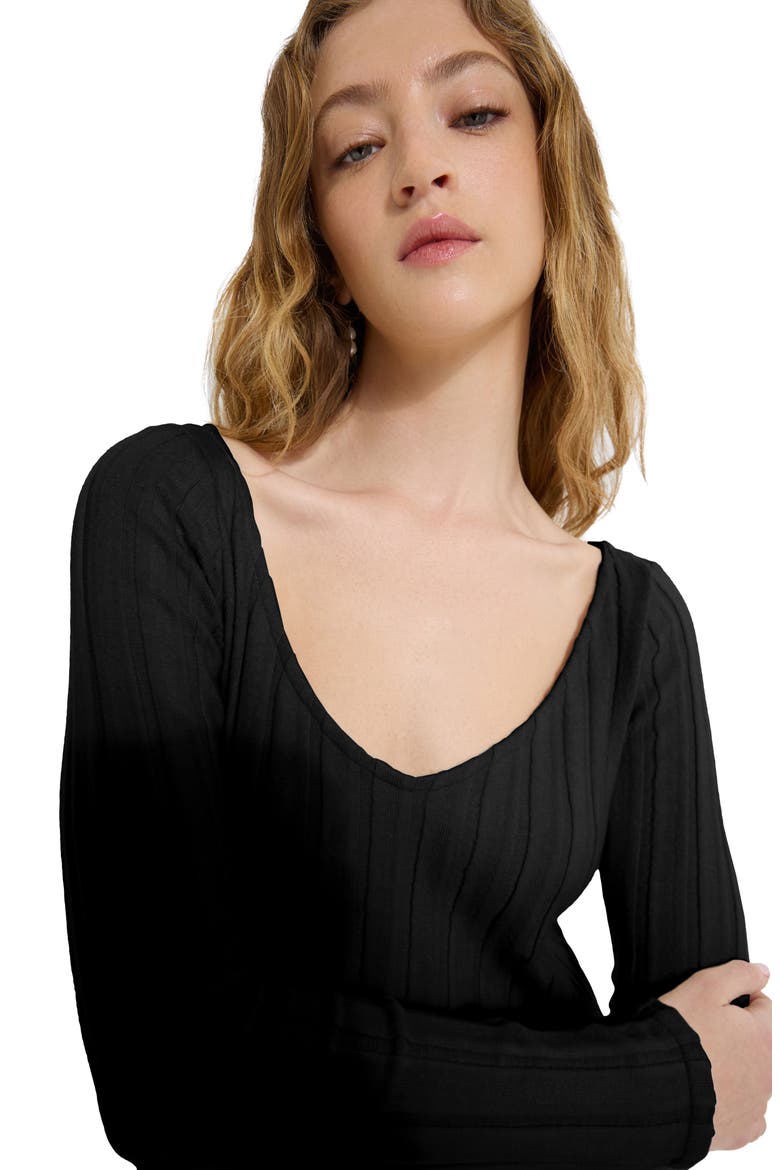 Penelope Long Sleeve Rib Maxi Sweater Dress, Alternate, color, BLACK