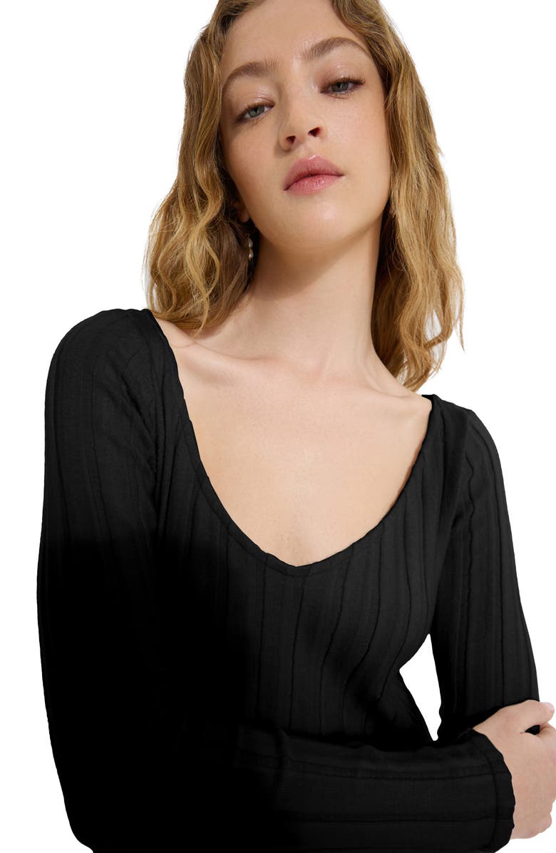 Marcella Penelope Long Sleeve Rib Maxi Sweater Dress, Alternate, color, Black