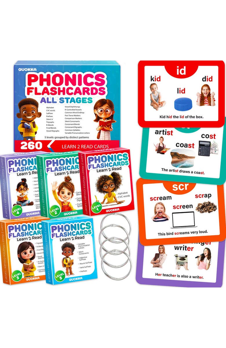 Quokka ABC Learning Flash Cards for Toddlers, Main, color, Phonics 5 Set