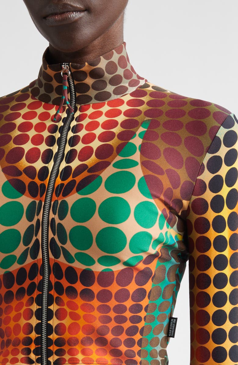 Jean Paul Gaultier Re-Edition Polka Dot Trompe l'Oeil Mesh Crop Top, Alternate, color, Orange/ Blue/ Brown