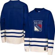 Mitchell & Ness Youth Mitchell & Ness  Blue New York Rangers Chainstitch Heavyweight Long Sleeve Top