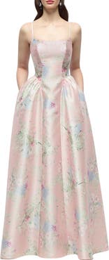 Dessy Collection Jillian Floral Satin Twill Gown