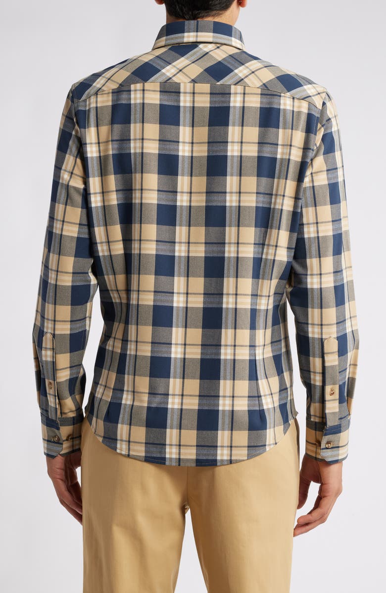 Mizzen+Main City Trim Fit Plaid Stretch Flannel Button-Down Shirt, Alternate, color, 