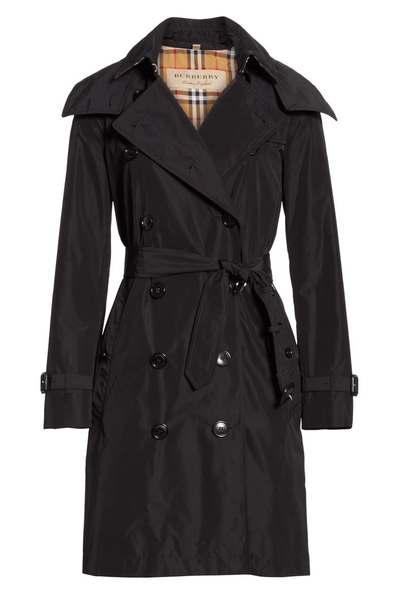 Kensington Trench Coat with Detachable Hood, Alternate, color, BLACK