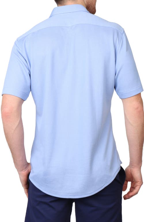 Tailorbyrd Solid Modal Blend Short Sleeve Shirt In Sky Blue