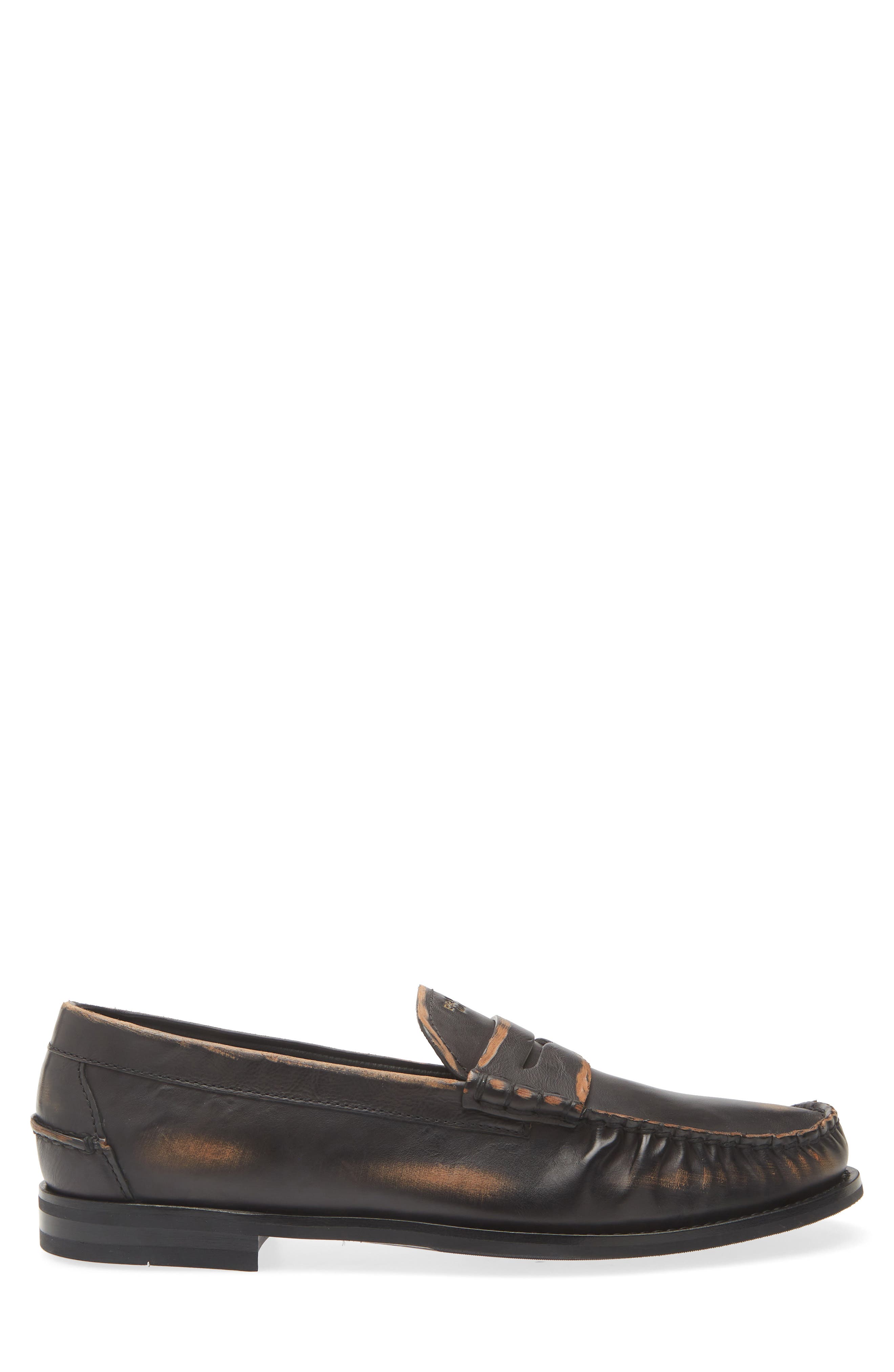 Antiqued Leather Loafer, Alternate, color, NERO/ CUOIO