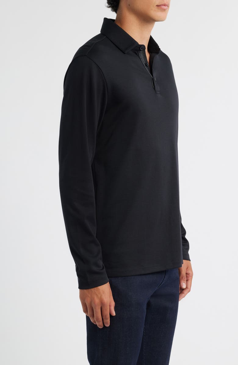 Robert Barakett Georgia Long Sleeve Pima Cotton Polo, Alternate, color, Black