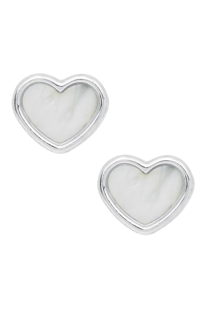 Sterling Silver Heart Stud Earrings, Main, color, SILVER