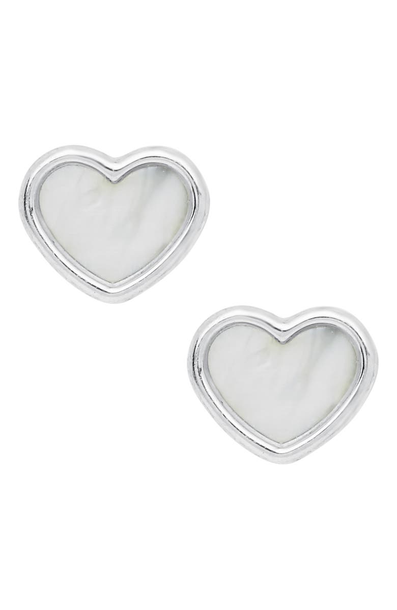 Mignonette Sterling Silver Heart Stud Earrings, Main, color, Silver