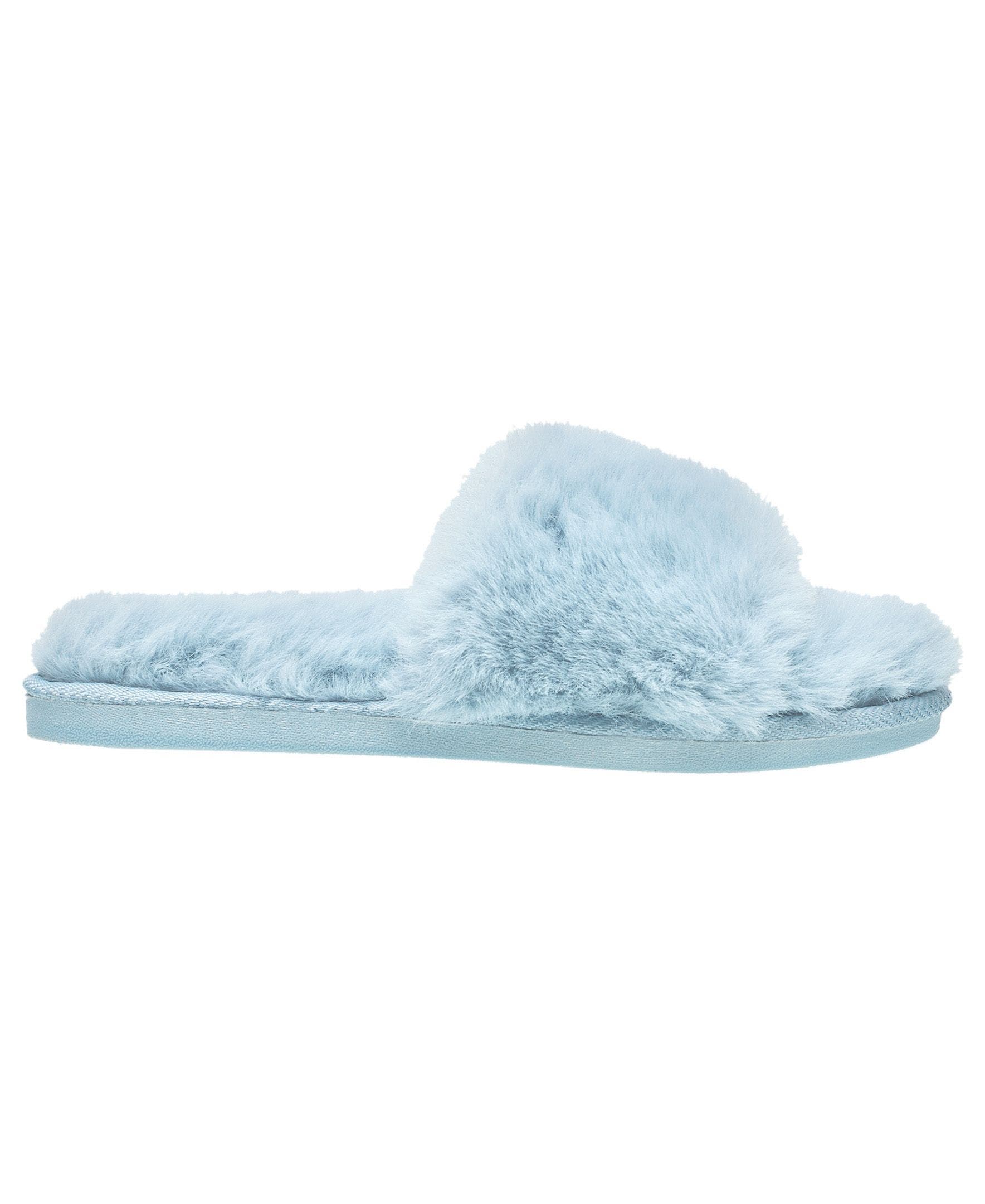 Slide Faux Fur Slipper, Alternate, color, Light Blue