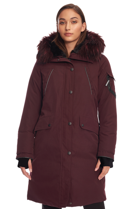 LAURENTIAN - Vegan Down Long Parka Winter with Faux Fur Hood